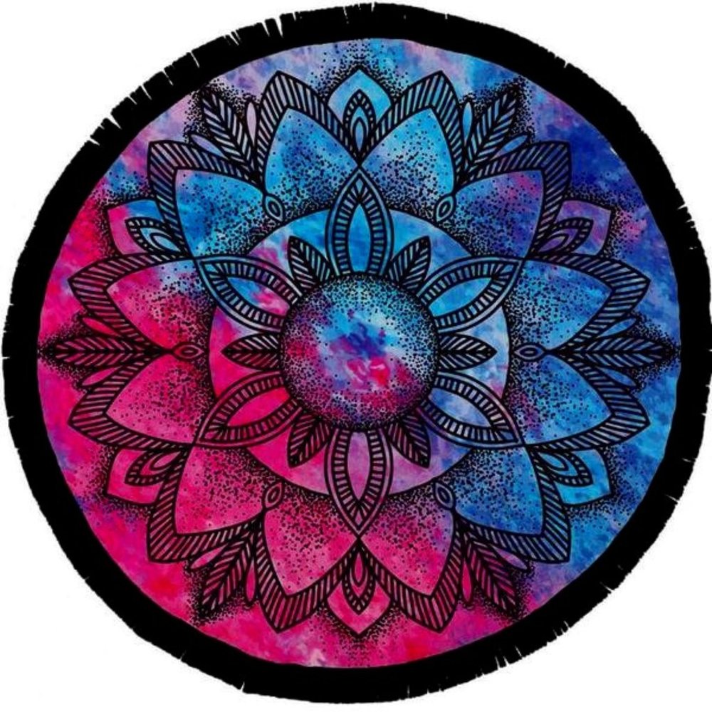 Oversized Bohemian Mandala Tie Dye Soft Cotton Round Beach Towel Large Blanket